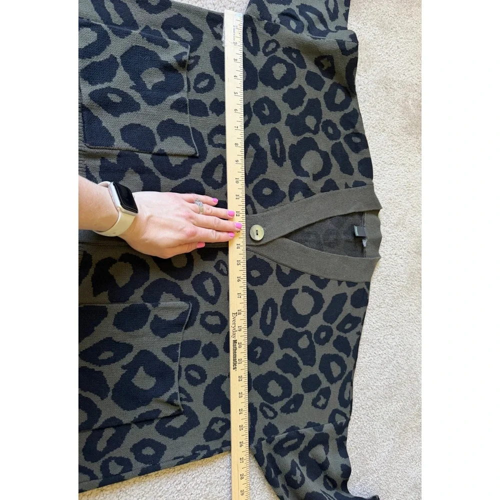 Shannon Passero Cardigan Sweater Leopard Print Olive‎ Green Black One size